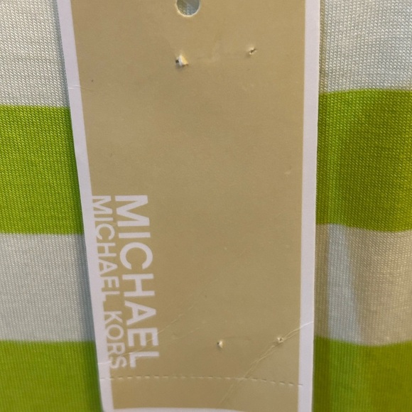 NWT Michael Kors lime green and white striped tunic top. - Picture 2 of 8
